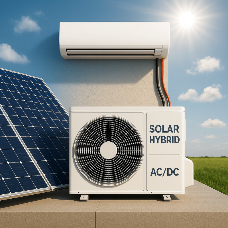 muestra un aire acondicionado solar